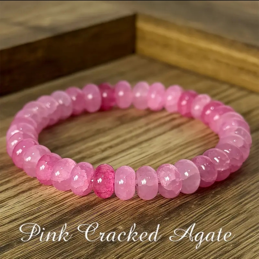 2/$30 Pink Cracked Agate Natural Stone Bracelet. NWT